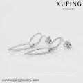 94414 xuping stylish simple rhodium color circle design fashion ladies drop earrings